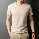 Camiseta Masculina de Algodão Com Gola V