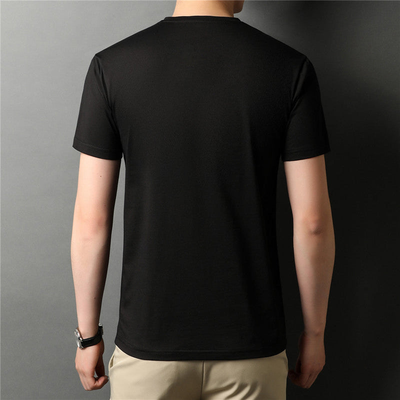 Camiseta Masculina de Algodão Com Gola V